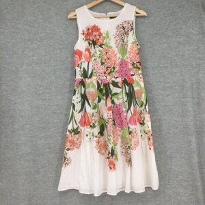 Tommy Hilfiger Dress 6 Sleeveless White Floral A-Line Party Wedding